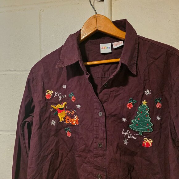 Teacher Kidcore Nostalgia Cottagecore Disney Winnie the Pooh Holiday Button Down - Picture 1 of 8